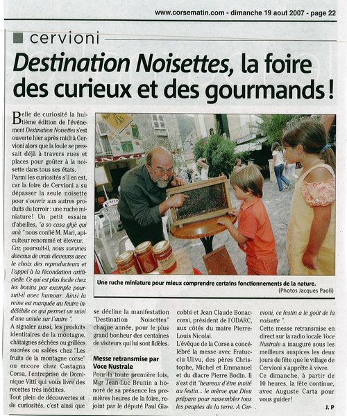 Destination noisette, messe retransmise par Voce N