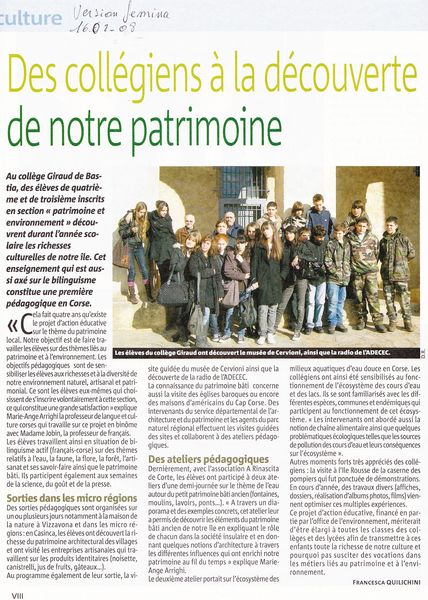 Des collégiens à la découverte de notre patrimoine