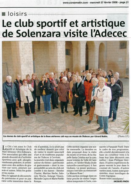 Le club sportif et artistique de Solenzara visite 