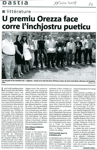 Premiu Orezza di literatura corsa 2