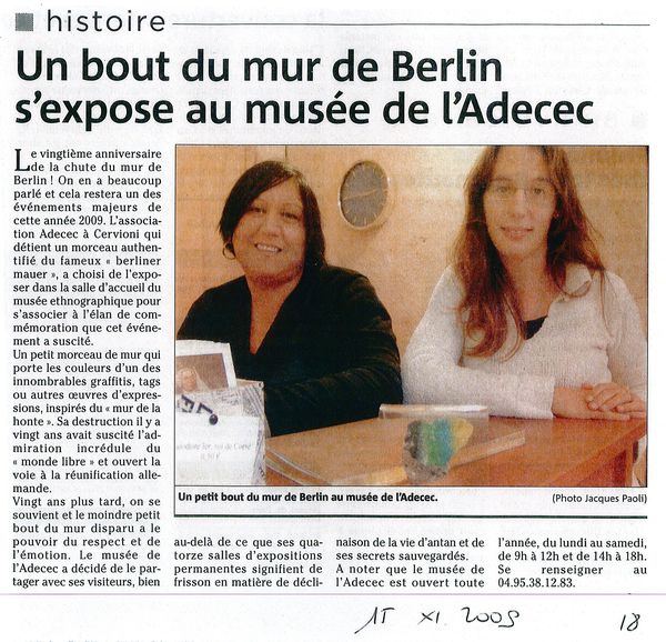 Un bout du mur de Berlin s'expose au musée de l'AD